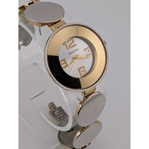 Valletta‎ Two Tone Silver Gold Watch Women 34mm Case 7" Band- New Battery